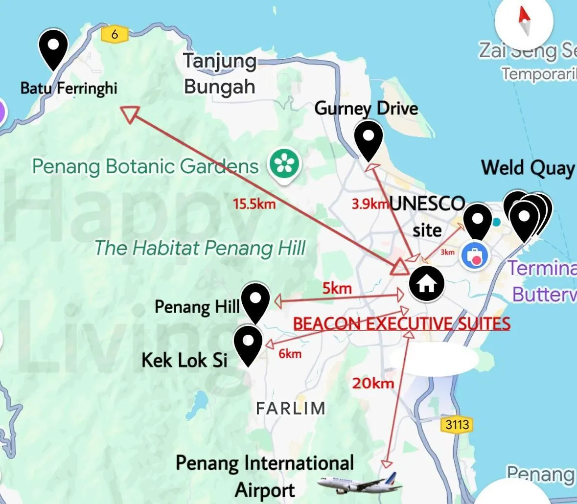 Beacon Executive Suites #Executive #Skypool #Georgetown #6Pax #2Br 2Bath #1Queen 4Single #Quality Well Maintained #Private Host Malaysia